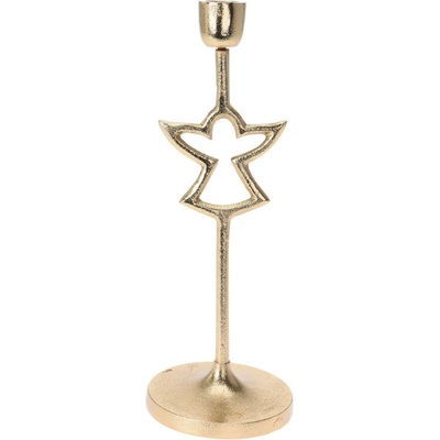 H&L Zlatý kovový svícen 18,5cm, anděl