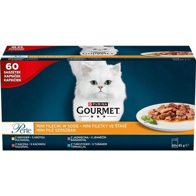 Gourmet Perle krmivo mini filetky v omáčce 5,1 kg 60 x 85 g