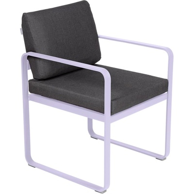 Fermob Bellevie s fialovou podnoží Tmavě šedá čalouněná zahradní židle