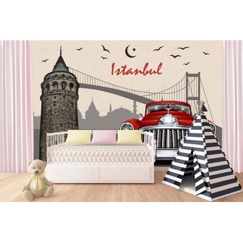 DIMEX ART s. r. o Самозалепваща се флизелинова фототапета ретро плакат истанбул 375 x 250 см