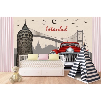 DIMEX ART Самозалепваща се флизелинова фототапета ретро плакат истанбул 375 x 250 см