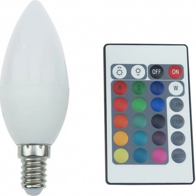 ACA Lighting LED SMD CANDLE E14 230V 4W IR RGB+3000K 120st. 300lm Ra80