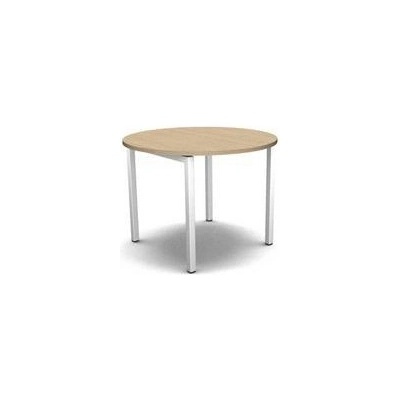 No brand Jednací stůl kulatý MOON, 100 x 74 cm, bělený dub/bílá 75474