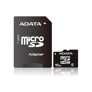 ADATA microSDHC 16GB class 6 + adapter AUSDH16GCL6-RA1