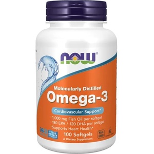 NOW NOW Omega-3, молекулярно дестилирана, 100 меки капсули