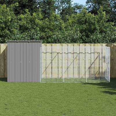 vidaXL Psí bouda s výběhem světle šedá 165 x 455 x 181 cm pozinkovaná ocel 9799.3189104