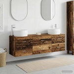 vidaXL Комплект мебели за баня 3 бр. Старо дърво 49, 5 x 44, 5 x 66 см (3405921)