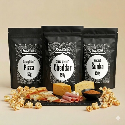 SnackAir Příchutě na popcorn šunka a sýr cheddar pizza 3 x 150 g