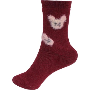 Дамски вълнени чорапи в тъмночервено с образа на Мики Маус