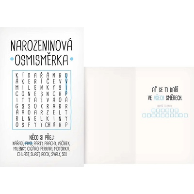 Přání - Narozeninová osmisměrka pro muže