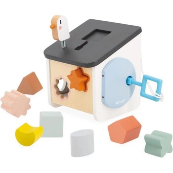 Janod Sweet Cocoon Дървена моторна играчка за сортиране на форми и цветове Птичка къщичка