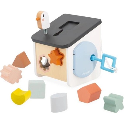 Janod Sweet Cocoon Дървена моторна играчка за сортиране на форми и цветове Птичка къщичка