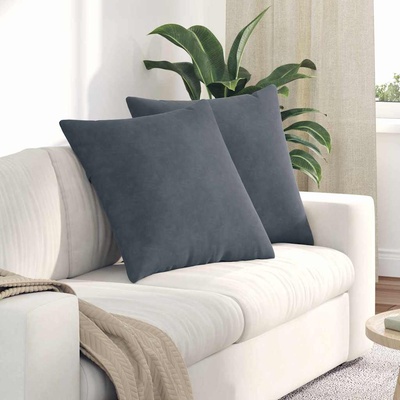 vidaXL Диван възглавници 2 pcs Тъмен сив 60 x 60 cm Кордюрова тъкан (42014015)