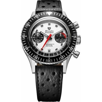 Nivada Grenchen Chronomaster White Panda - Black Racing Strap