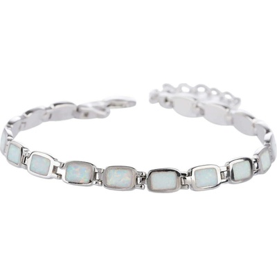 Bealio 06160 stříbrný náramek ELEGANTNÍ bílý OPÁL 17+3 cm 03-06160-1214