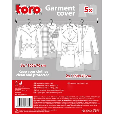 TORO Ochranný vak na odev, 5 ks, Farba transparentná