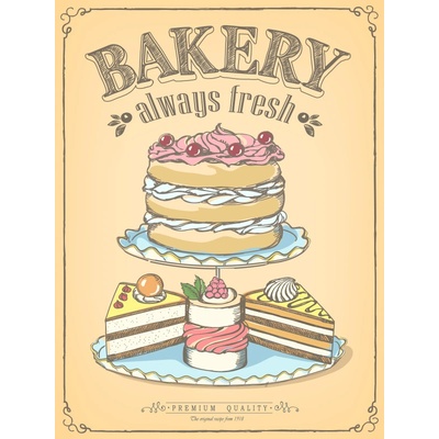 Plechová ceduľa Premium Quality - Bakery always fresh (P061)