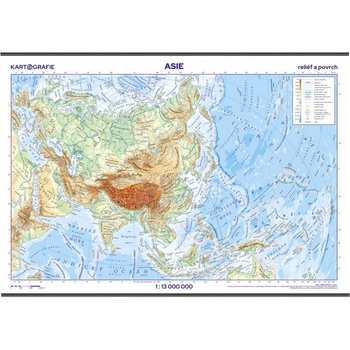 Kartografie PRAHA, a. s. Asie – reliéf a povrch – školní nástěnná mapa
