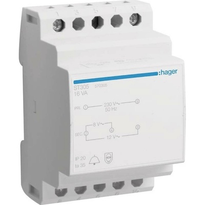 Hager ST305 transformátor zvonku 8 V, 12 V 2 A