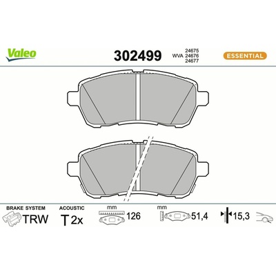 Sada brzdových platničiek kotúčovej brzdy VALEO 302499