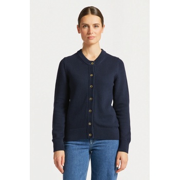 Gant sveter COTTON TEXTURE C-NECK CARDIGAN modrá