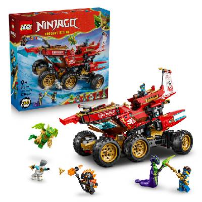 NINJAGO Desert Sailor - 3-in-1 ninja playset, convertible into flying boat, car & motorcycle - including 6 minifigures - gift idea for boys aged 9 and up and Dragons Rising fans - 71869