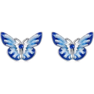 Grace Silver Jewellery stříbrné náušnice ve tvaru motýla E-SCE1859/297 Modrá