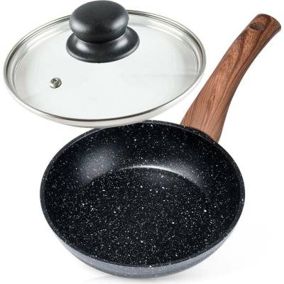 Vilde Pánev na smažení se skleněnou poklicí Ø 16 cm - Hliník - Nepřilnavý povrch - Černá&WOOD