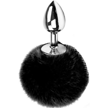 Passion labs Метален Butt Plug с пухче "BUNNY BLACK" 7 см. Размер - S