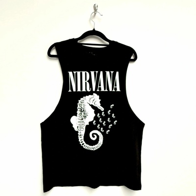 Nirvana Seahorse & Logo Mono Black