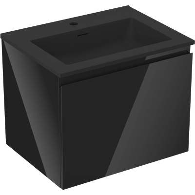 Mexen Orio шкаф за баня 60 см с мивка Otis, 1 чекмедже, черен гланц/черен мат - 91A10-06047-1-BF70-W18M71 (91A10-06047-1-BF70-W18M71)