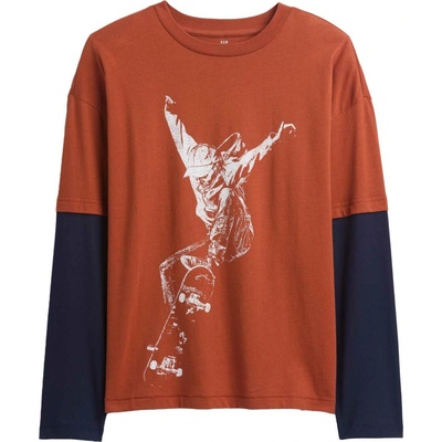 GAP V-LS ELV Graphic Tee hnedá
