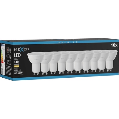 Mexen Nova 10x LED крушка GU10, 6W, Топла - 3000K, 630 lm - L107-GU10-0630-01x10 (L107-GU10-0630-01x10)