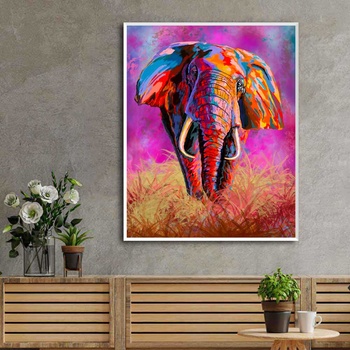 Image 1 of Decono Картина Слон в Цветни Нюанси