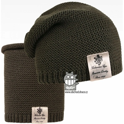 Dráče Čiapka pletená a nákrčník Dráča Colors set 20 khaki