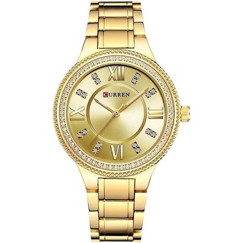 Curren Дамски часовник Curren Gemma с кристали, Златист (CURREN-9004-GOLD-GOLD)