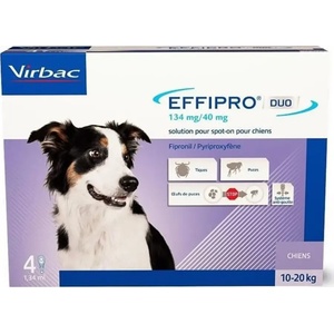 Virbac Effipro DUO Spot-on M - Пипета за кучета 10-20 кг (Срещу бълхи, кърлежи, яйца и ларви)