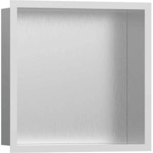 Hansgrohe XtraStoris Individual - Ниша за вграждане в стена с дизайнерска рамка, 30x30x10 см, матирана неръждаема стомана/матово бяло 56097700 (56097700)