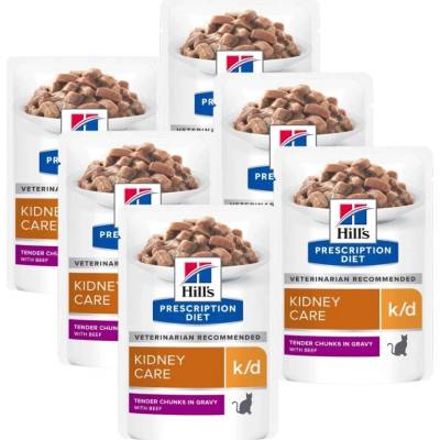 HILL'S PD Prescription Diet Feline k/d Kidney Care Hovězí 6x85 g