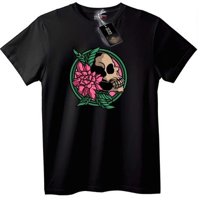 NOONEBRAND Тениска Skull и Божур - L, White