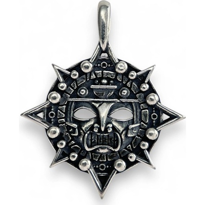 Drakkaria AZTÉCKÁ MASKa amulet stříbrný přívěsek P40964