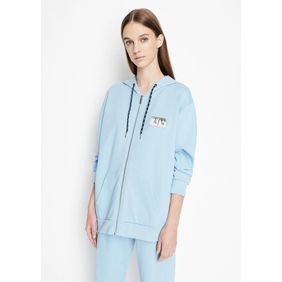 Giorgio Armani Суичър ARMANI EXCHANGE Women's Logo Zip Hoodie - Glacier