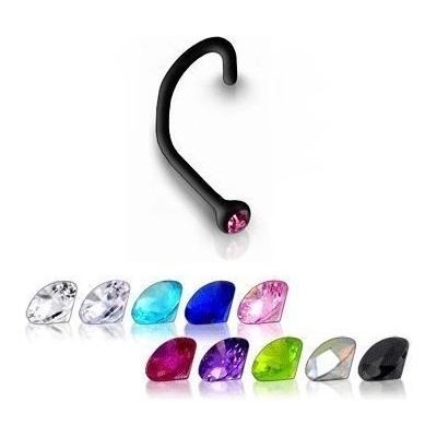 Šperky4U zahnutý piercing do nosu kamínek N01054-A