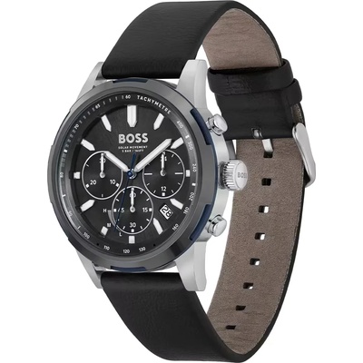 HUGO BOSS Мъжки часовник Hugo Boss Solgrade 1514031, Естествена кожа, Черен (HB1514031)