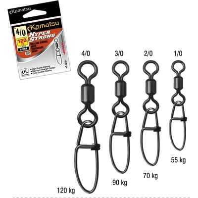 Kamatsu Pevnostní obratlík s karabinou Hyper Strong veľ.3 90 kg 5 ks