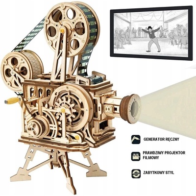 Robotime 3D drevené mechanické puzzle Vitascope filmový projektor 183 ks