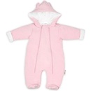 Baby Nellys Kombinézka s dvojitým zap s kapucňou a uškami Bodky ružová