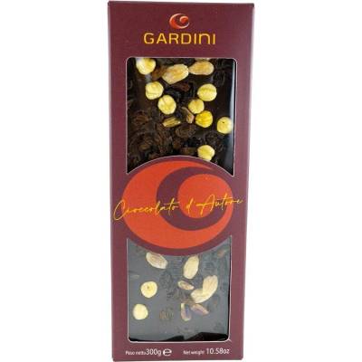 Gardini Prémiová italská hořká 62% s lískovými oříšky a rozinky 300 g