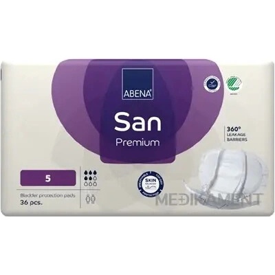 ABENA San Premium 5 vkladacie plienky anatomické 28 x 54 cm savosť 1200 ml 36 ks