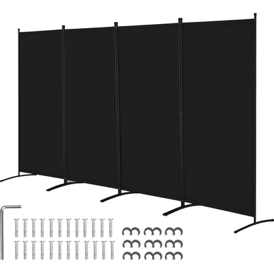 SucceBuy Paraván oddeľujúci miestnosť 4-panelový 346,4 x 184 cm čierny, do kancelárie